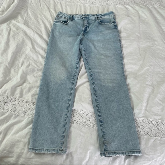 Good American Size 12/31 Classic Faded Natural Frayed Hem jeans ankle - Picture 2 of 9